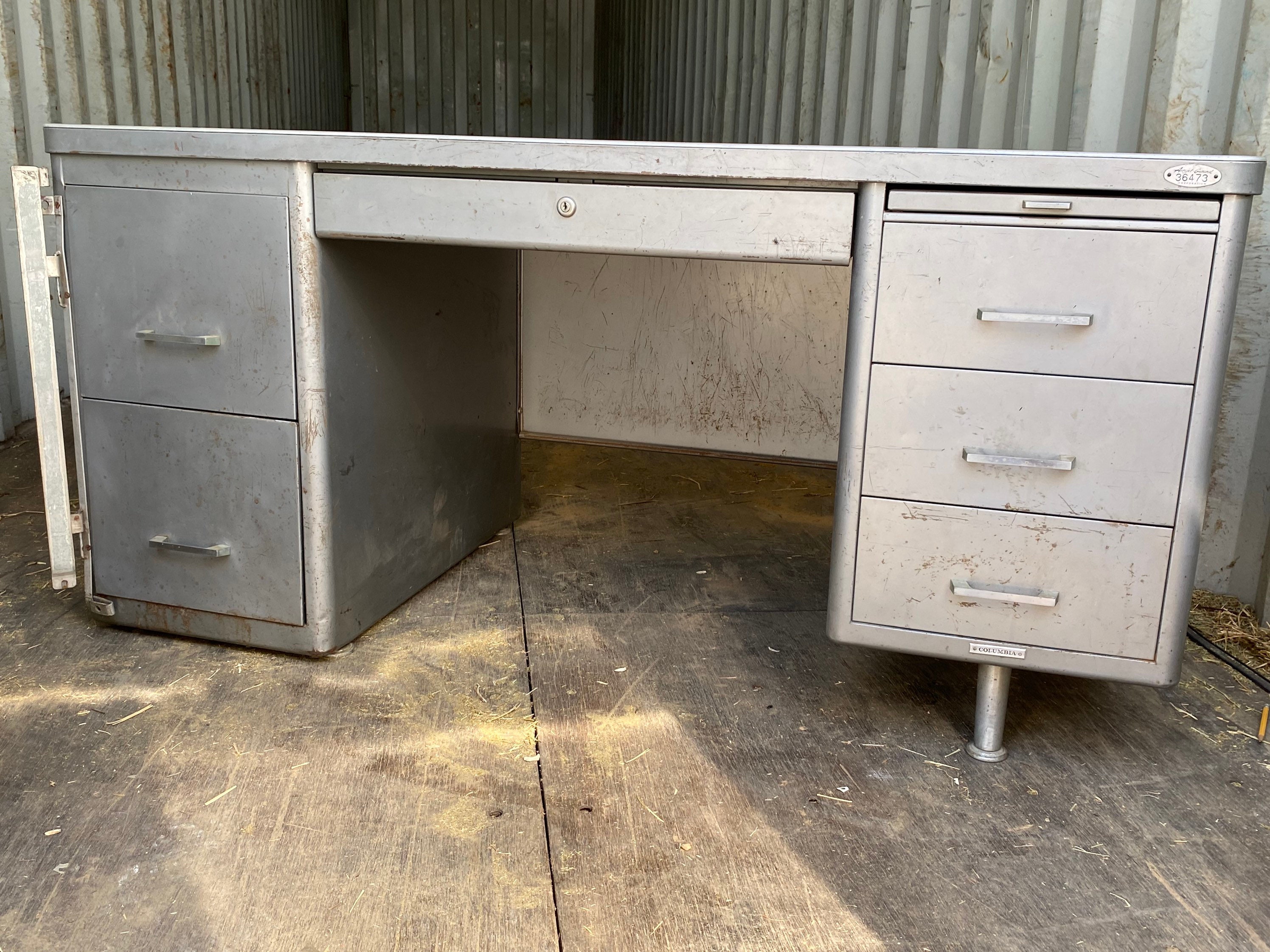 Vintage Metal Tanker Desk Set and Chair Etsy UK
