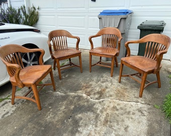 Antique vintage bankers wooden desk chairs