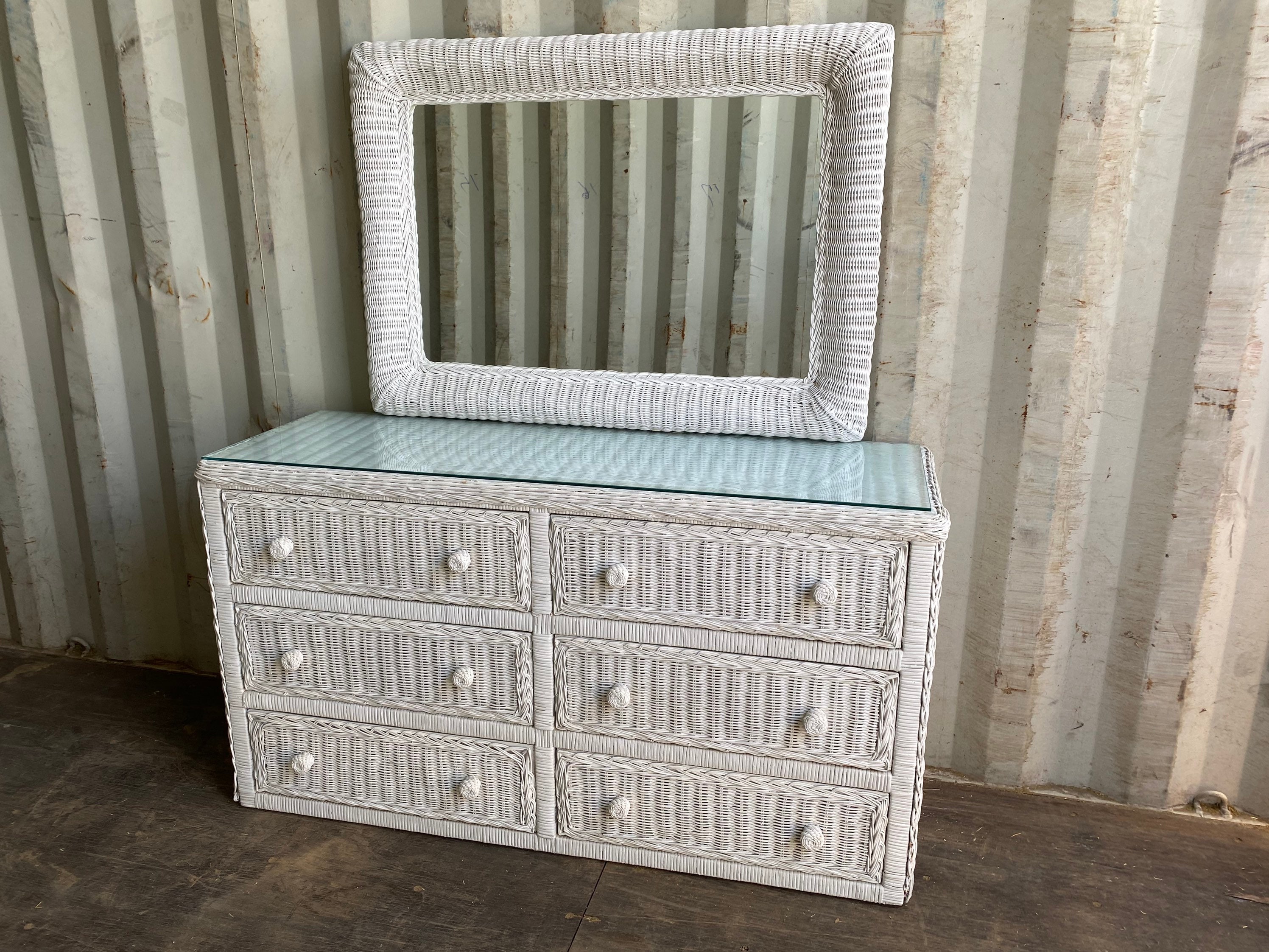 white wicker dresser