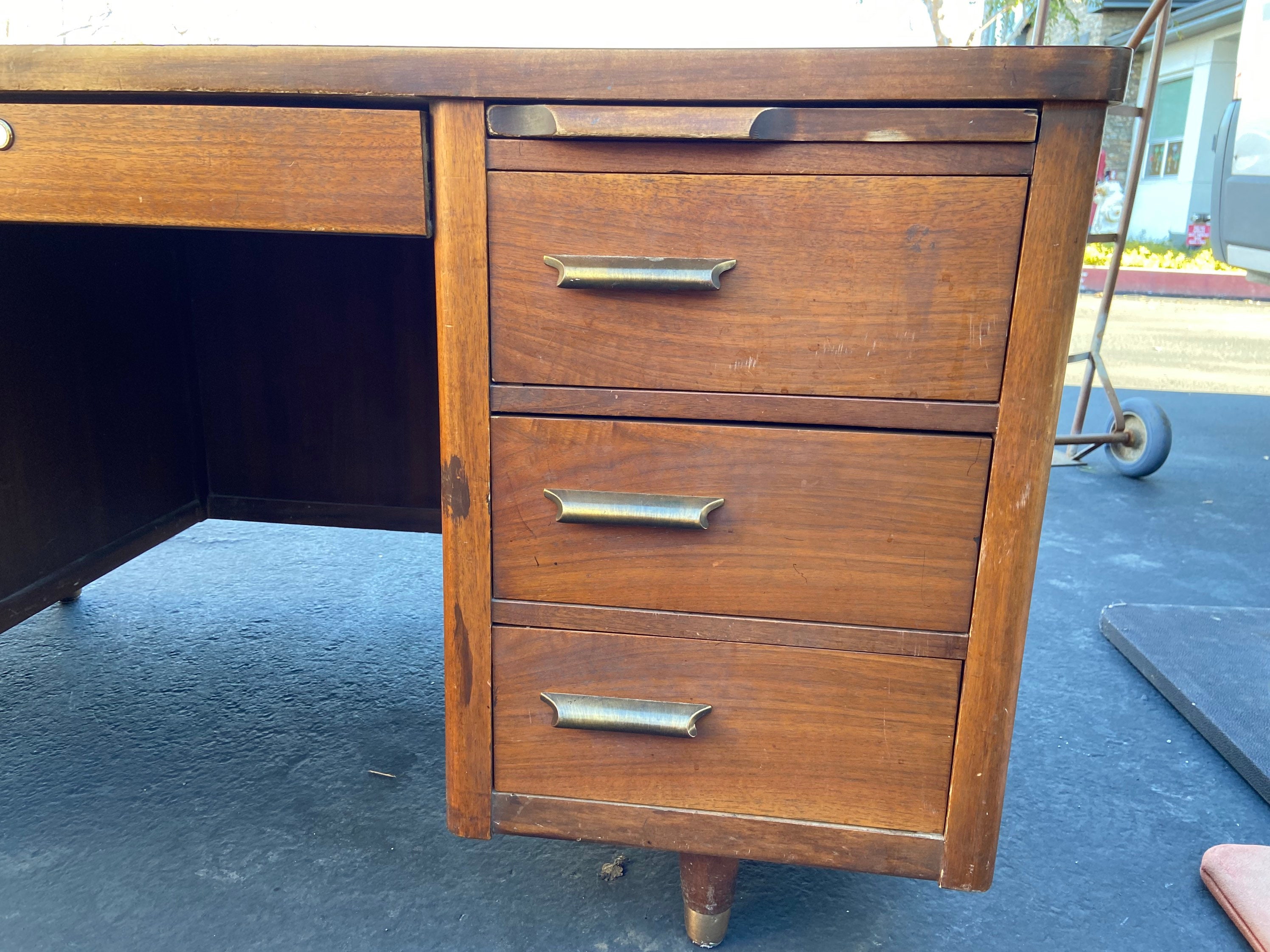 Jofco Vintage Mid Century Modern Wooden Tanker Desk Etsy