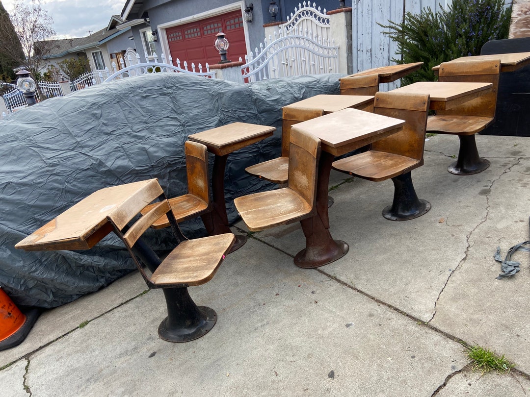 1920s Antique School Desks Chairs Etsy