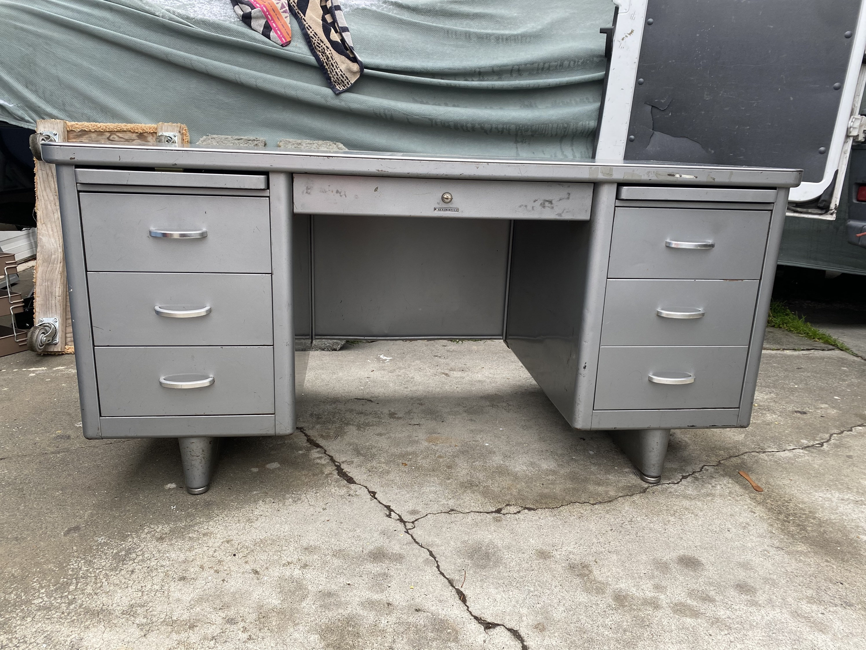 Steelcase vintage metal tanker desk Etsy