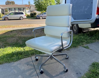 Authentic Eames Soft Pad Chair - Executive by Herman Miller  White Leather