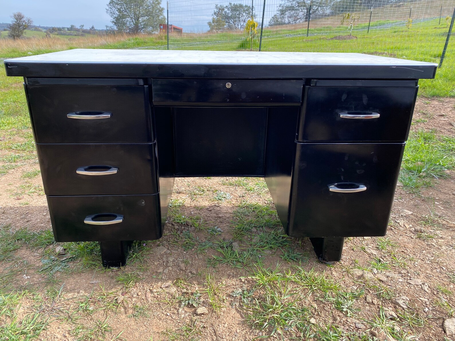 Art Deco vintage metal tanker desk Etsy