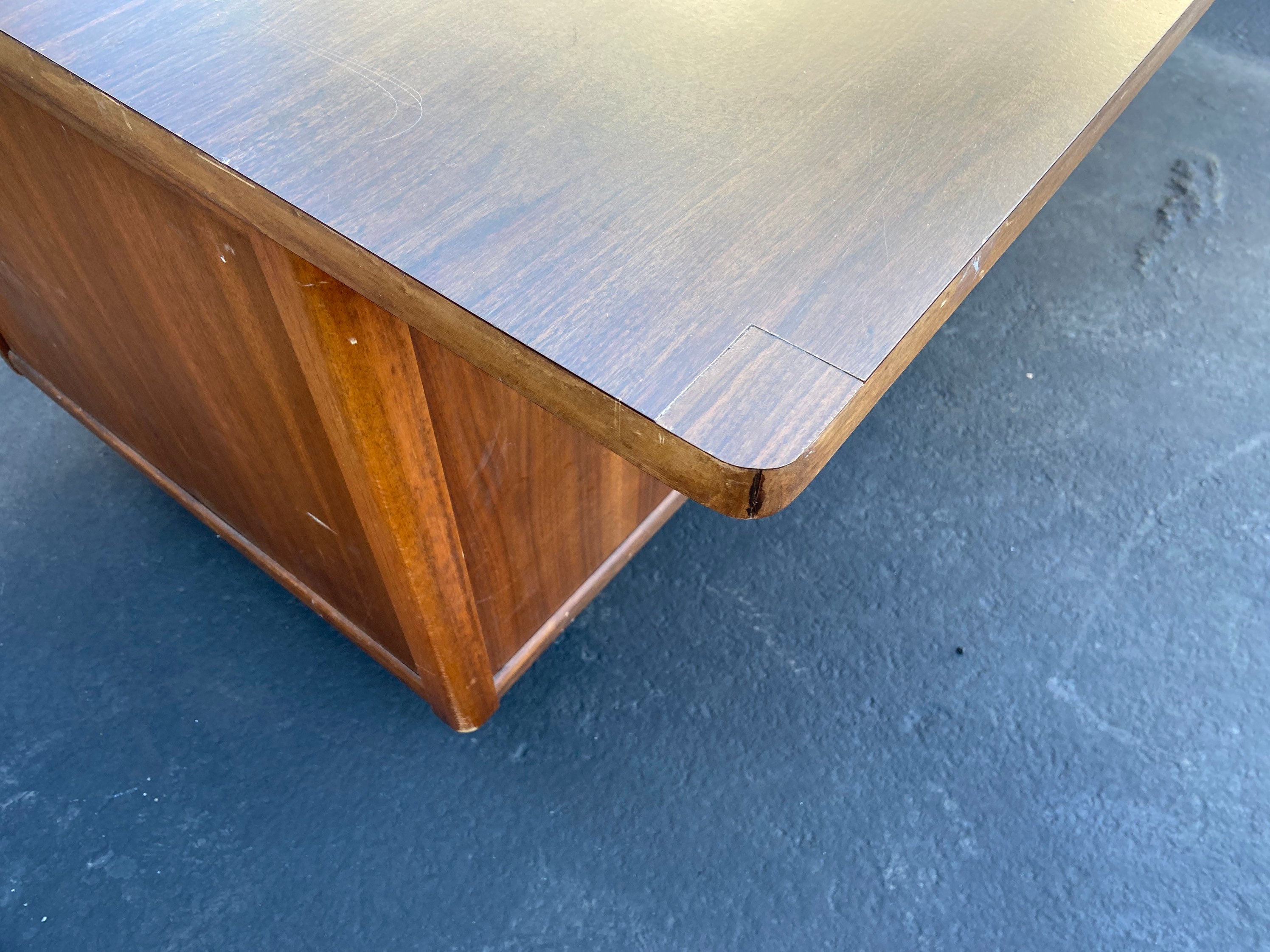 Jofco Vintage Mid Century Modern Wooden Tanker Desk Etsy