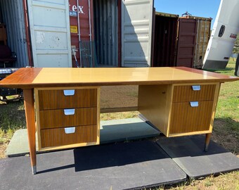 Jasper furniture company vintage mid century modern walnut cane desk