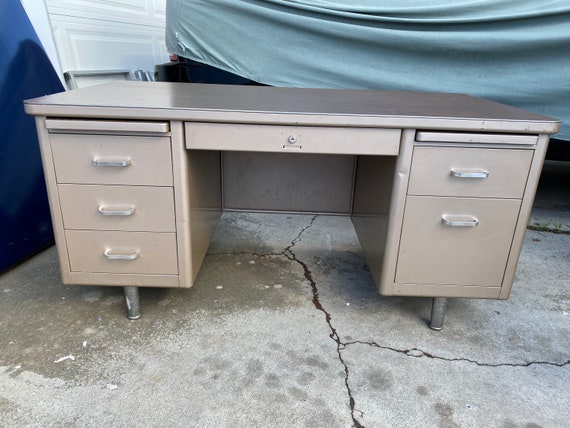 Steelcase Vintage Metal Tanker Desk Etsy