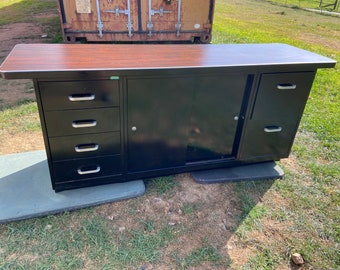 Vintage metal credenza sideboard storage cabinet