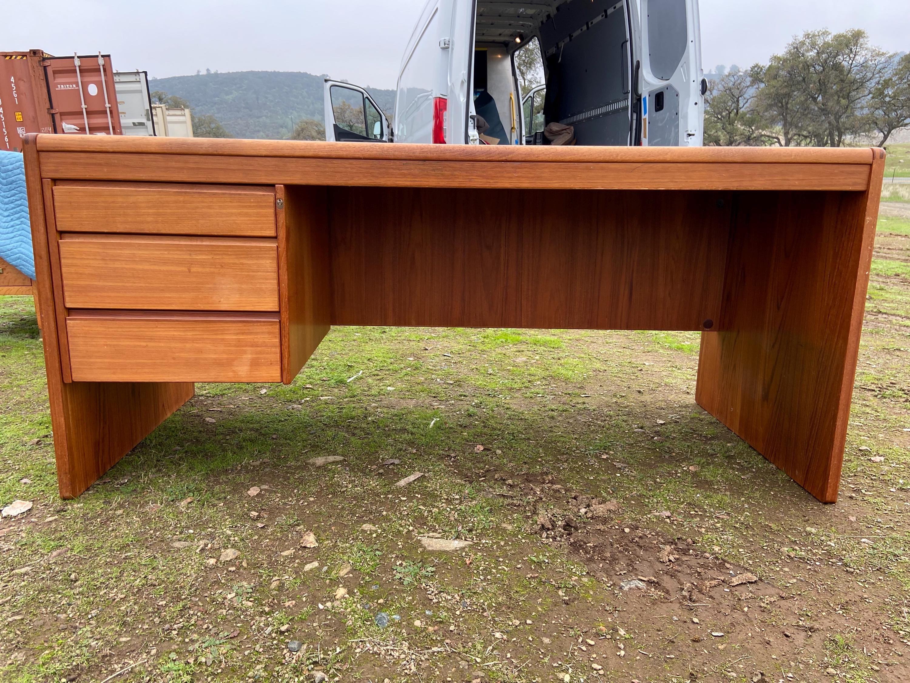 Vintage Mid Century Modern Danish Teak Desk From Singapore - Etsy