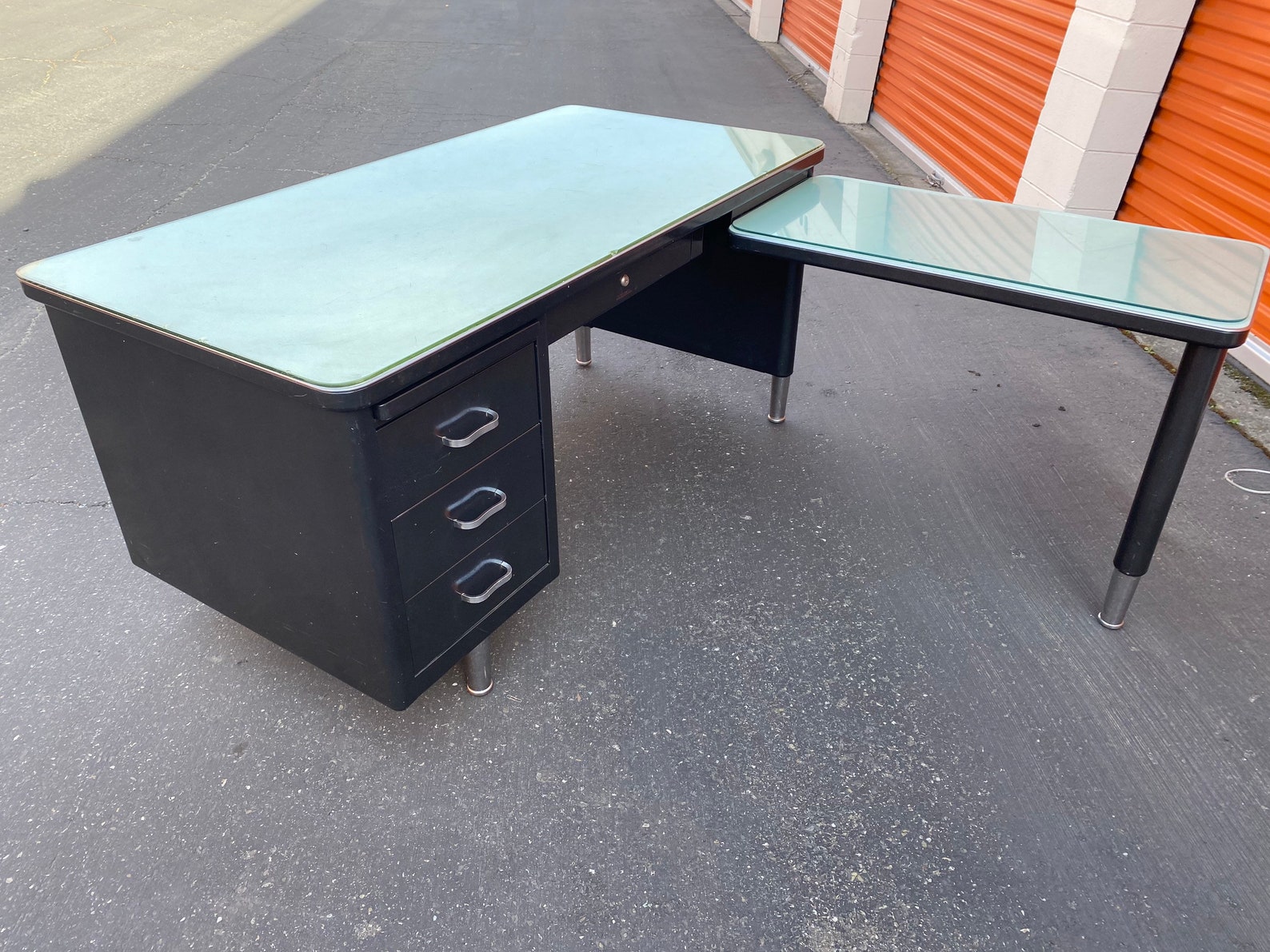 Steelcase vintage metal tanker desk Etsy