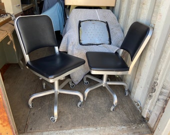 1960s Sears Tanker Swivel Roll Office Desk Chair Arm Rests Gray Steel Brown Seat Etsy