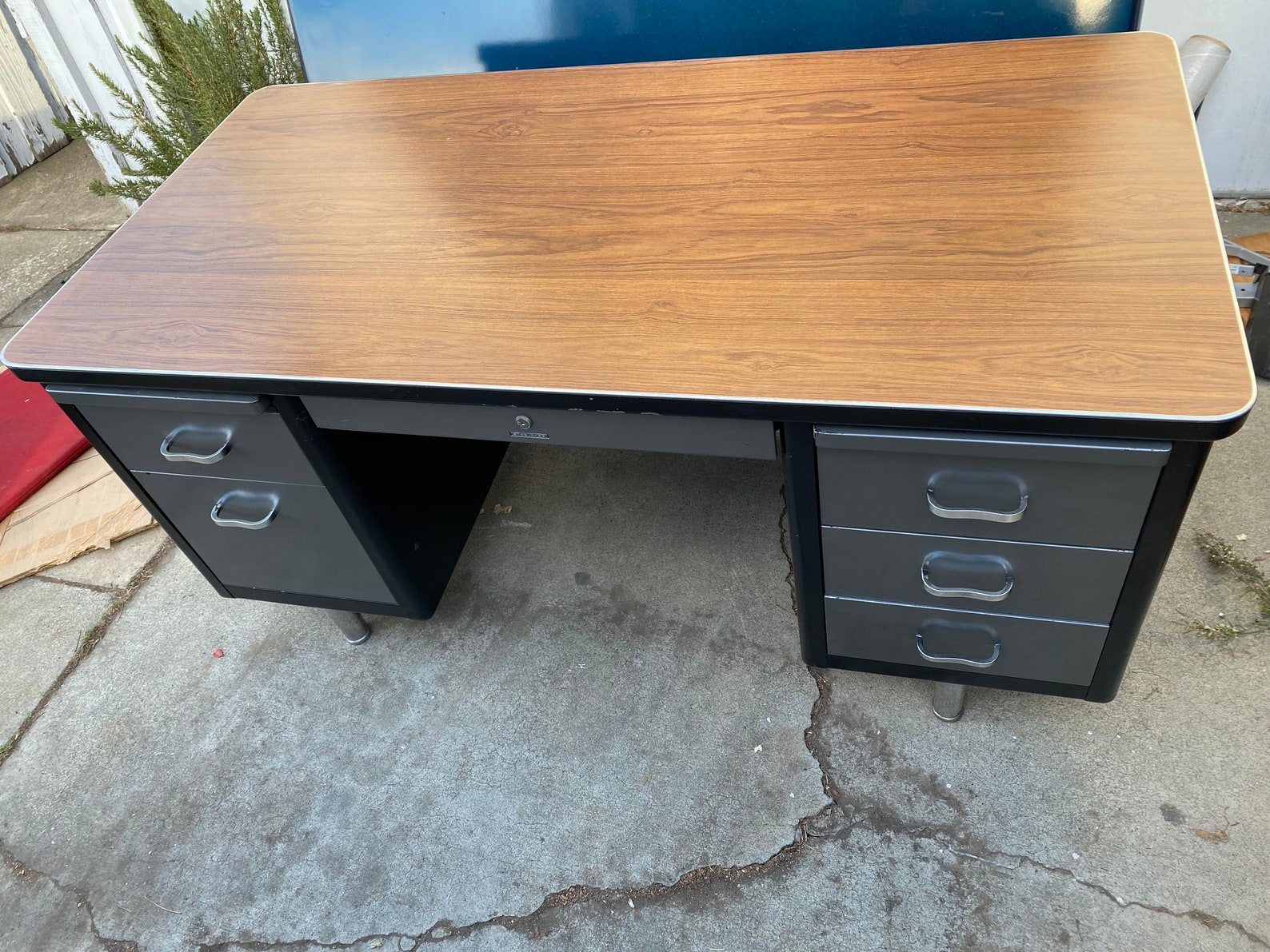 Steelcase vintage metal tanker desk Etsy