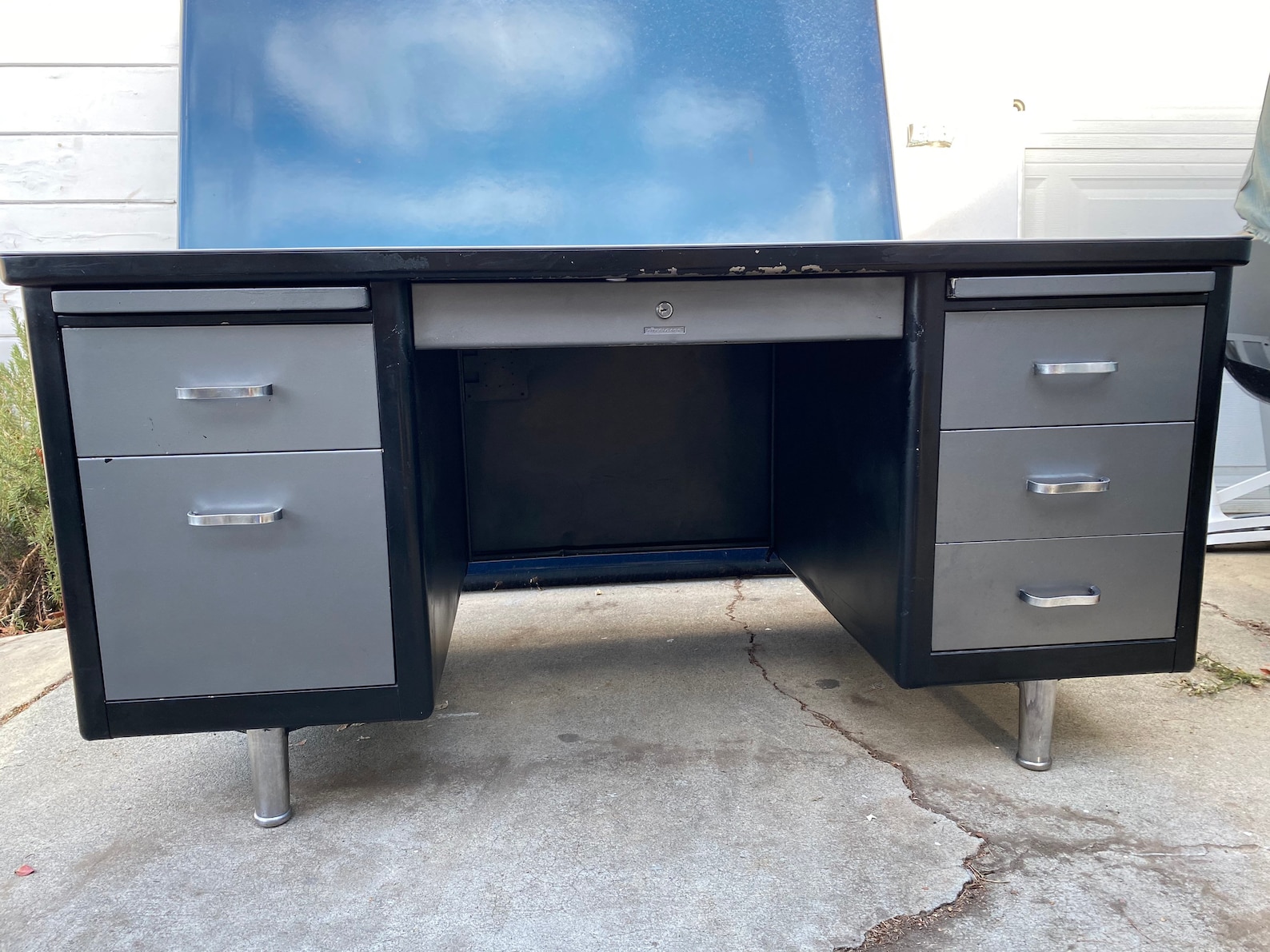 Steelcase vintage metal tanker desk Etsy