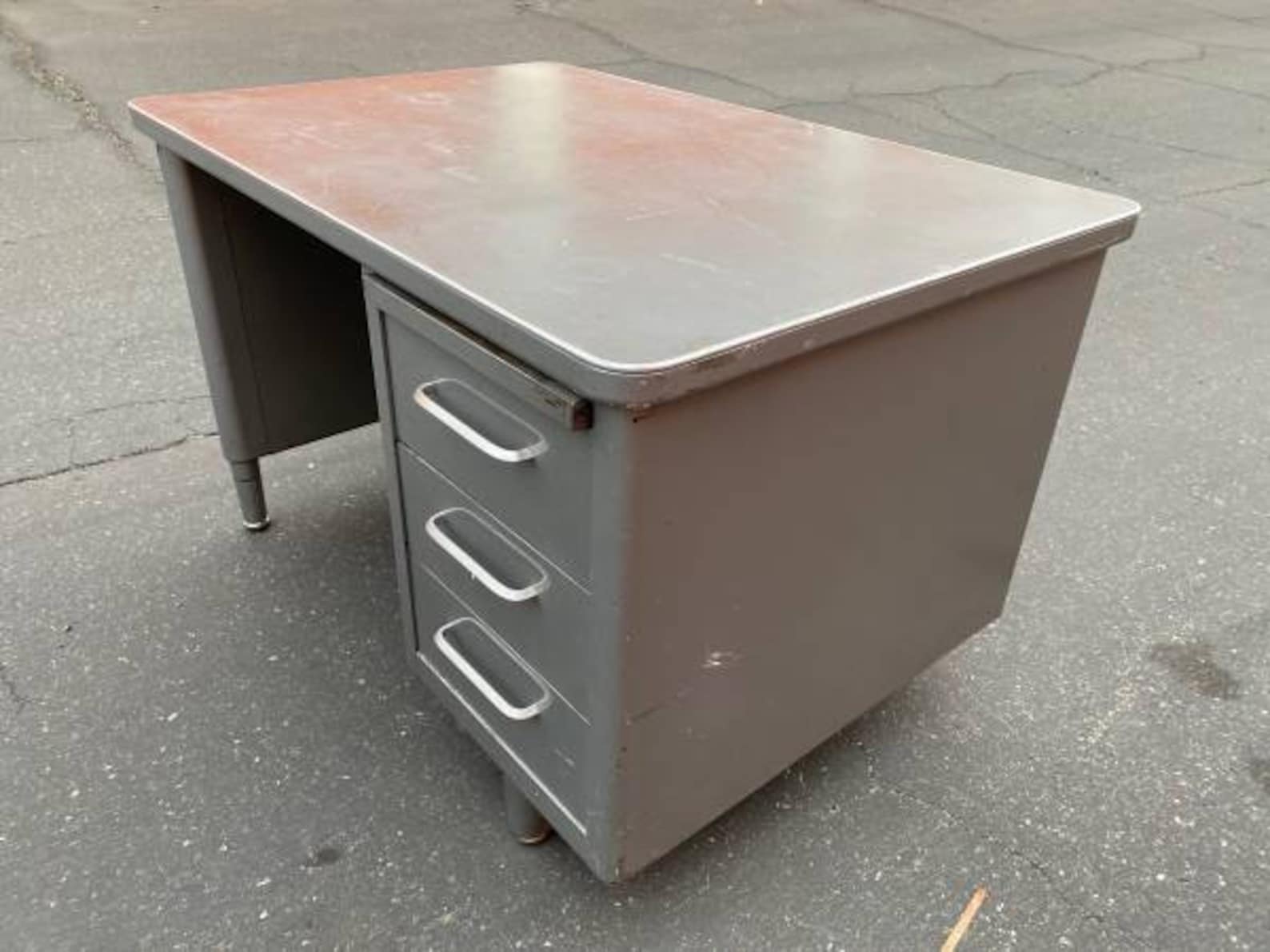 Steelcase vintage metal tanker desk Etsy