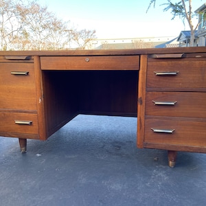 Jofco vintage mid century modern wooden tanker desk