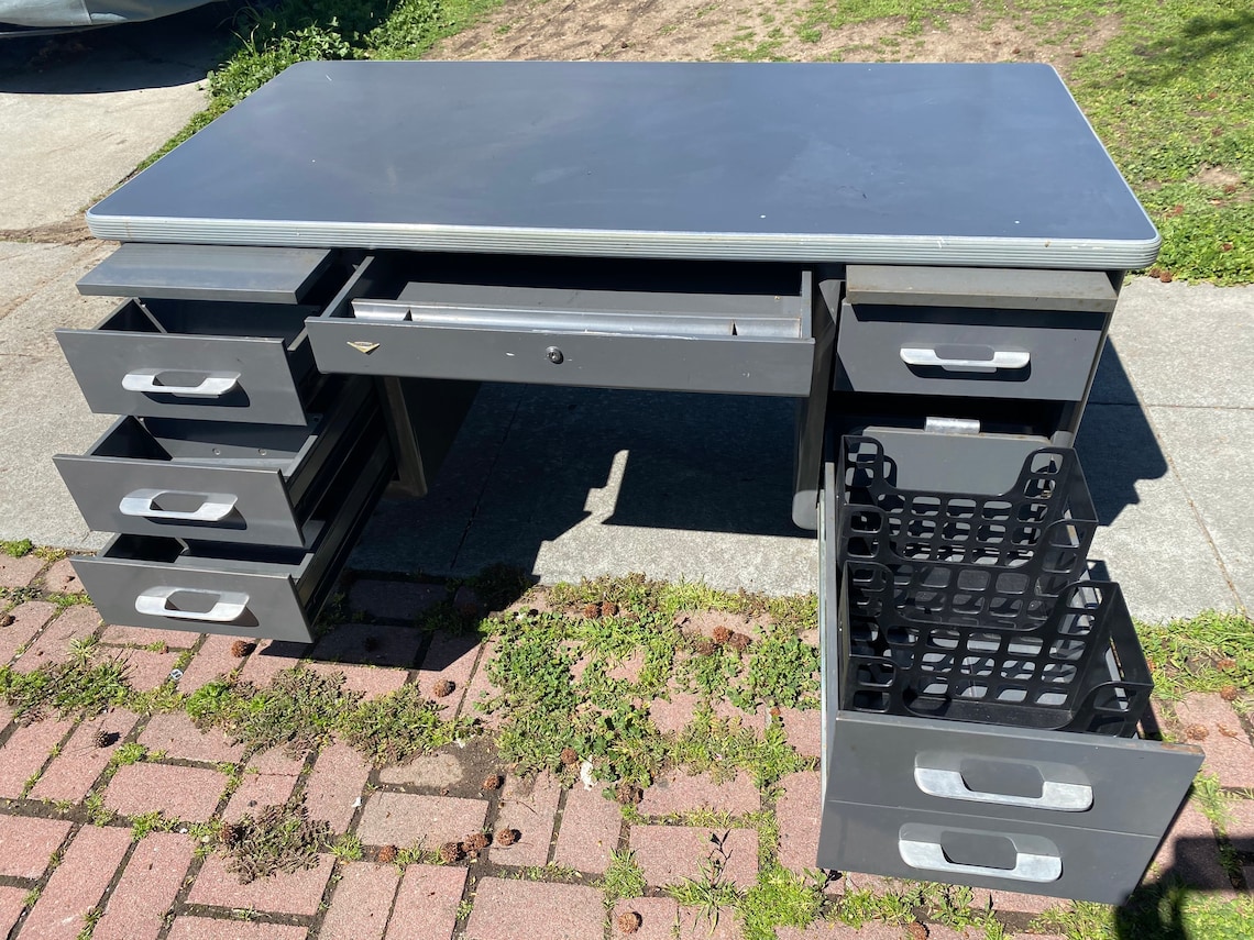 Cole steel vintage metal tanker desk Etsy