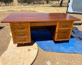 vintage mid century modern walnut desk needs restoration