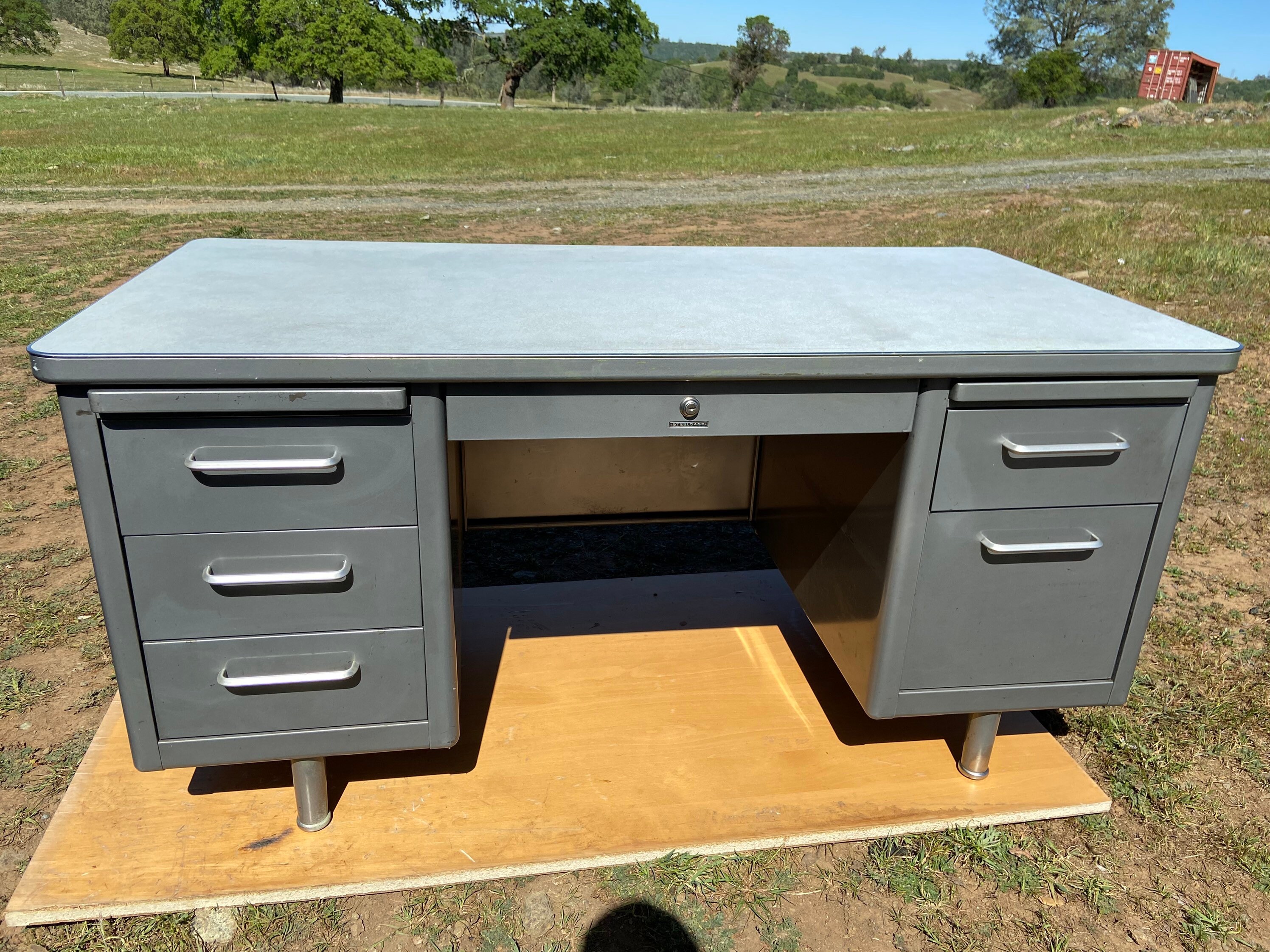 Vintage metal sale desk for sale