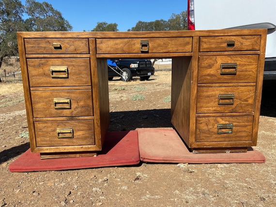 Vintage Mid Century Modern Drexel Campaign Desk Some Surface