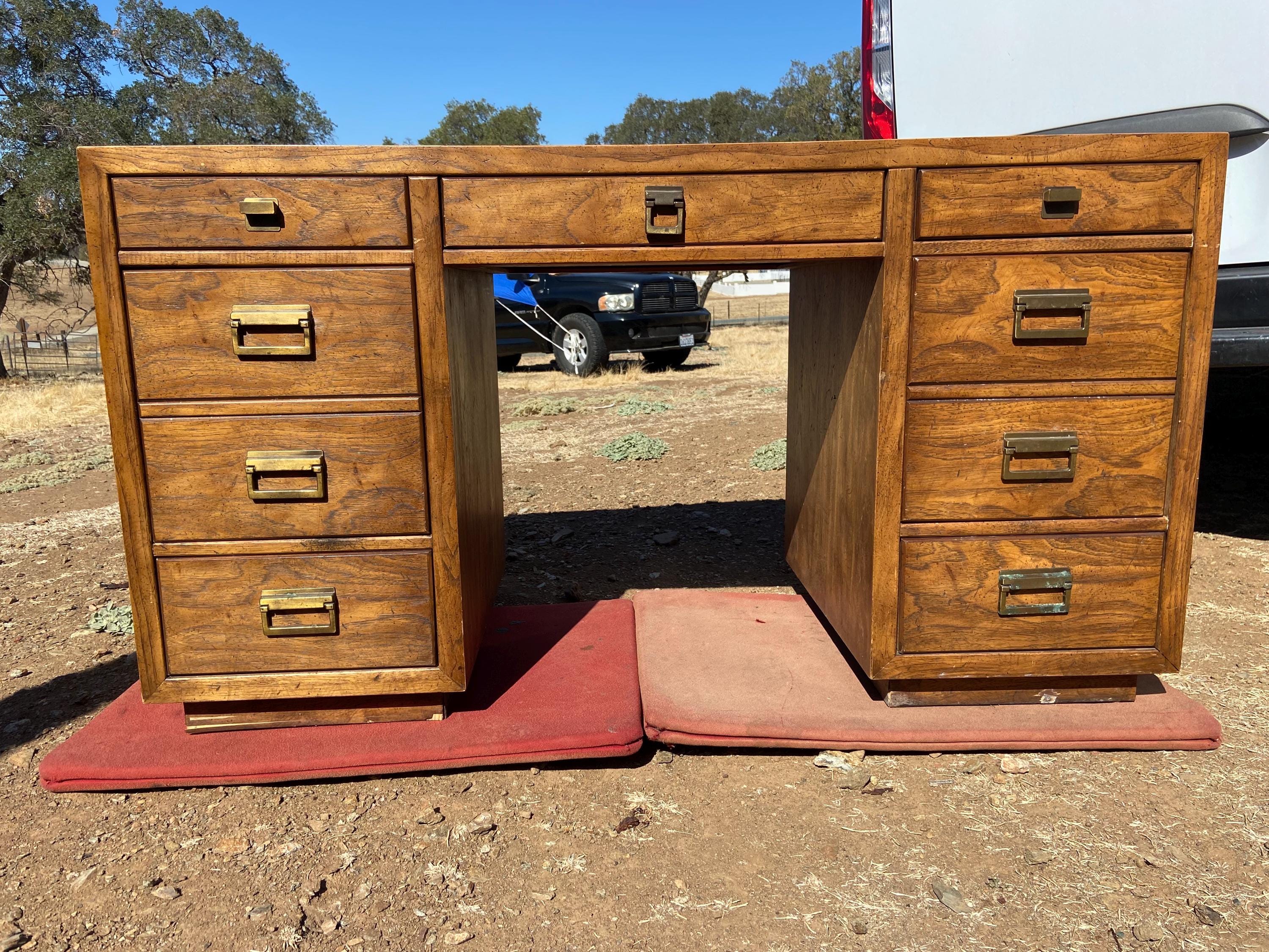 Vintage Mid Century Modern Drexel Campaign Desk Some Surface