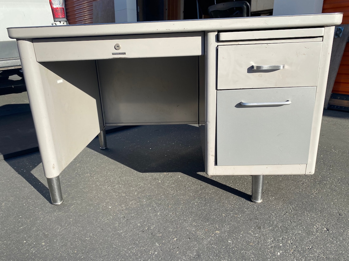 Steelcase Vintage Metal Tanker Desk Etsy