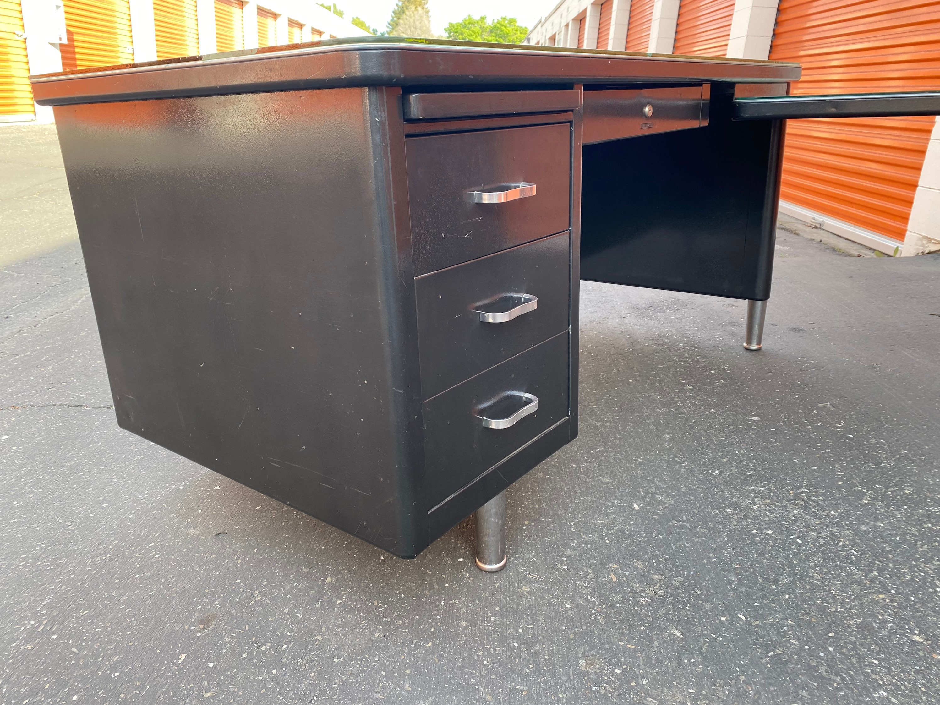 Steelcase vintage metal tanker desk Etsy