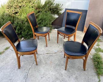 Vintage Set of 4 Thonet Style Bentwood Dining Chairs -Mcm Needs Restoration