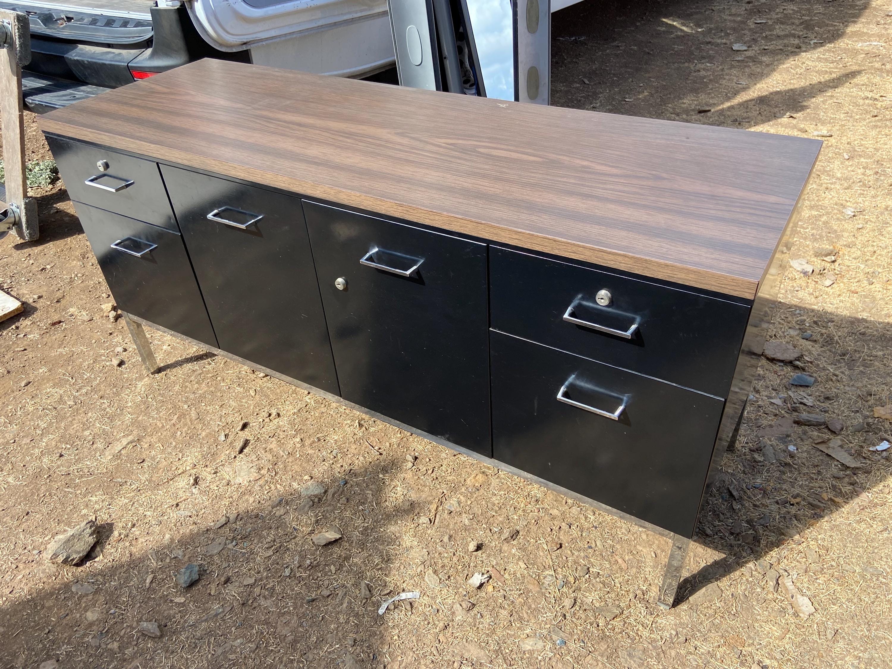 Steelcase Vintage Mid Century Modern Metal Tanker Credenza