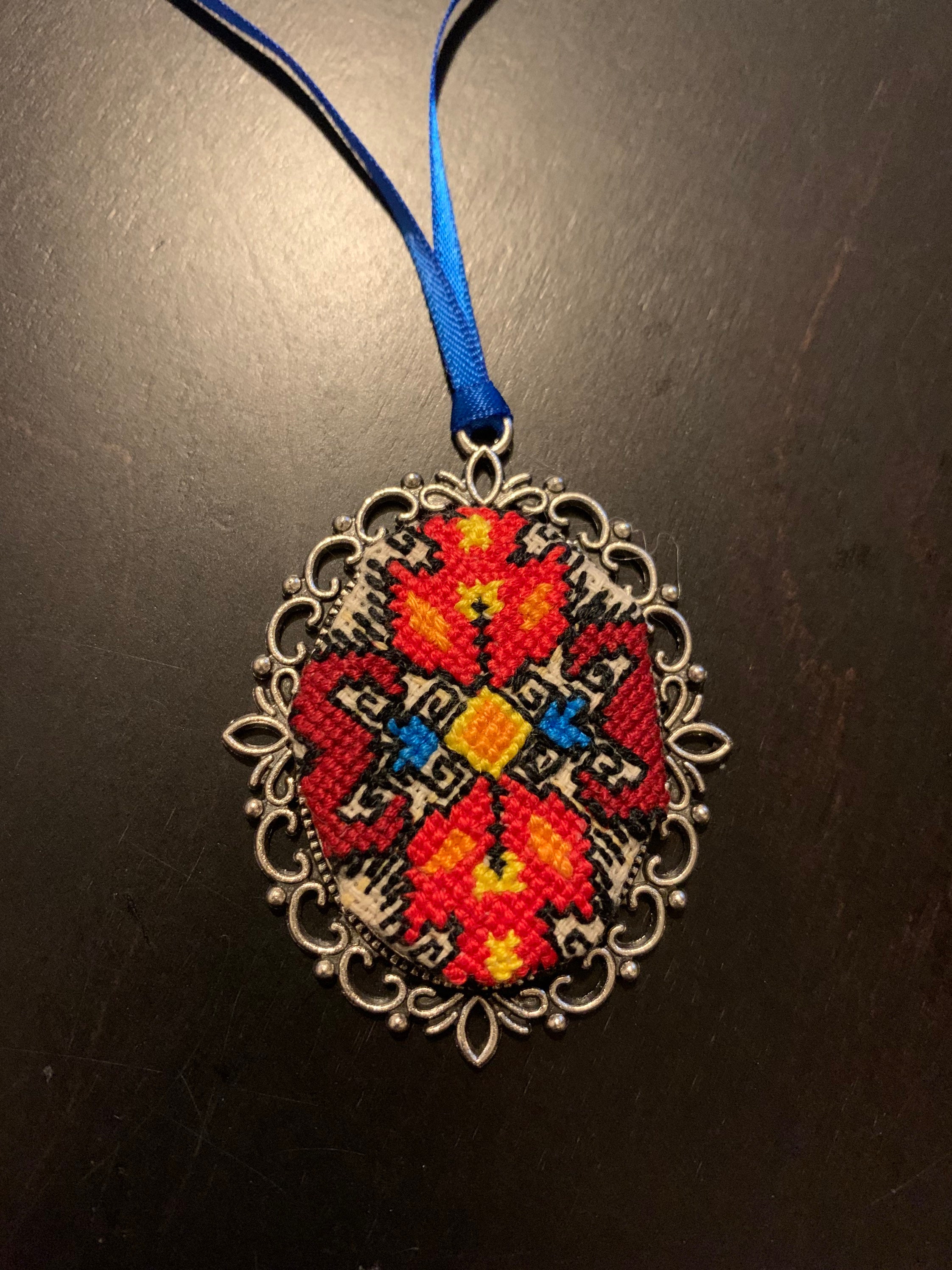 Unique Cross stitch jewellery necklace. Etsy