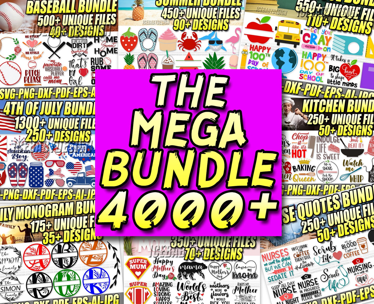 Download 4000 The Mega SVG Bundle files Cut File Cricut Silhouette ...