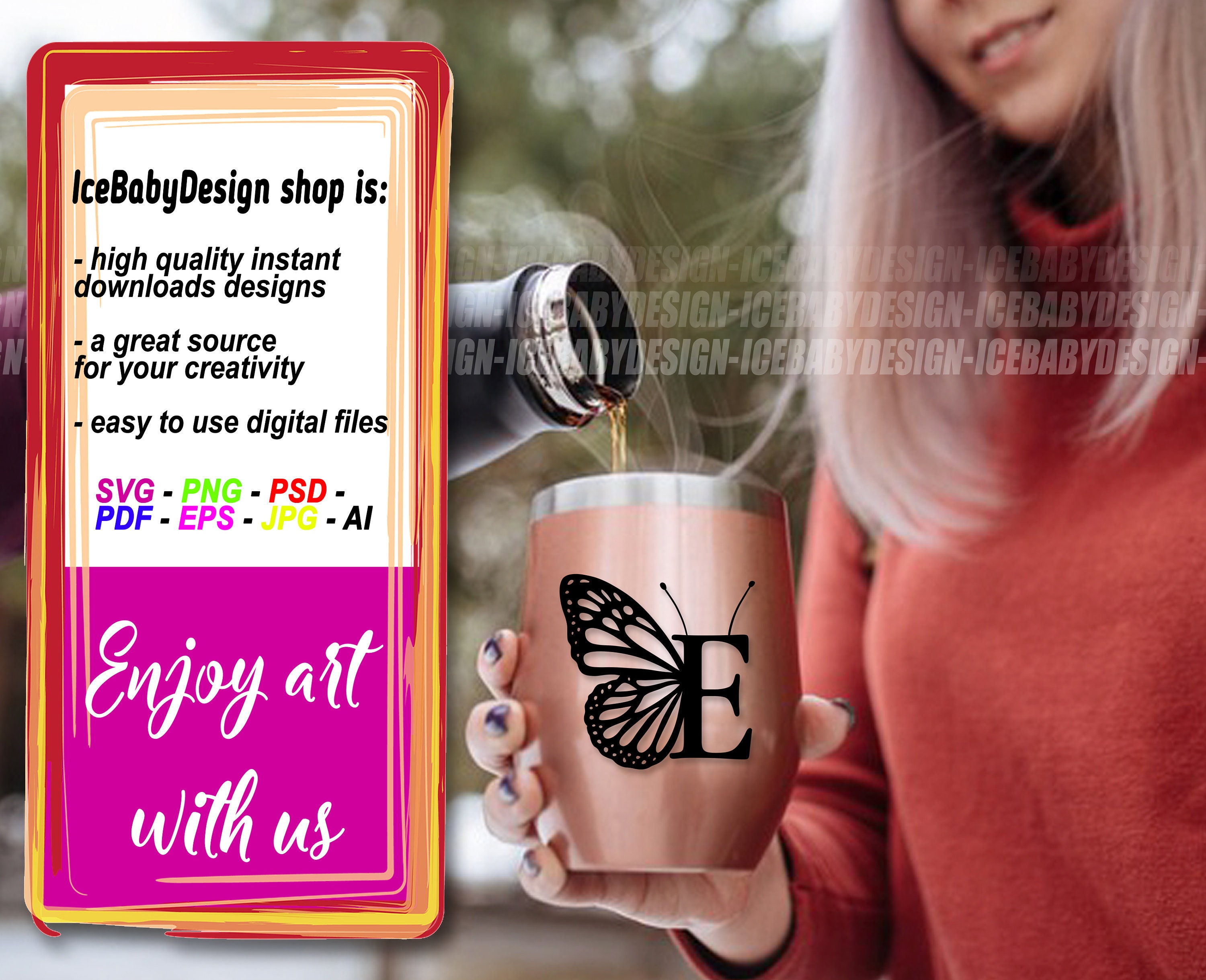 BUTTERFLY Monogram Alphabet SVG PDF Monogram Frame ...