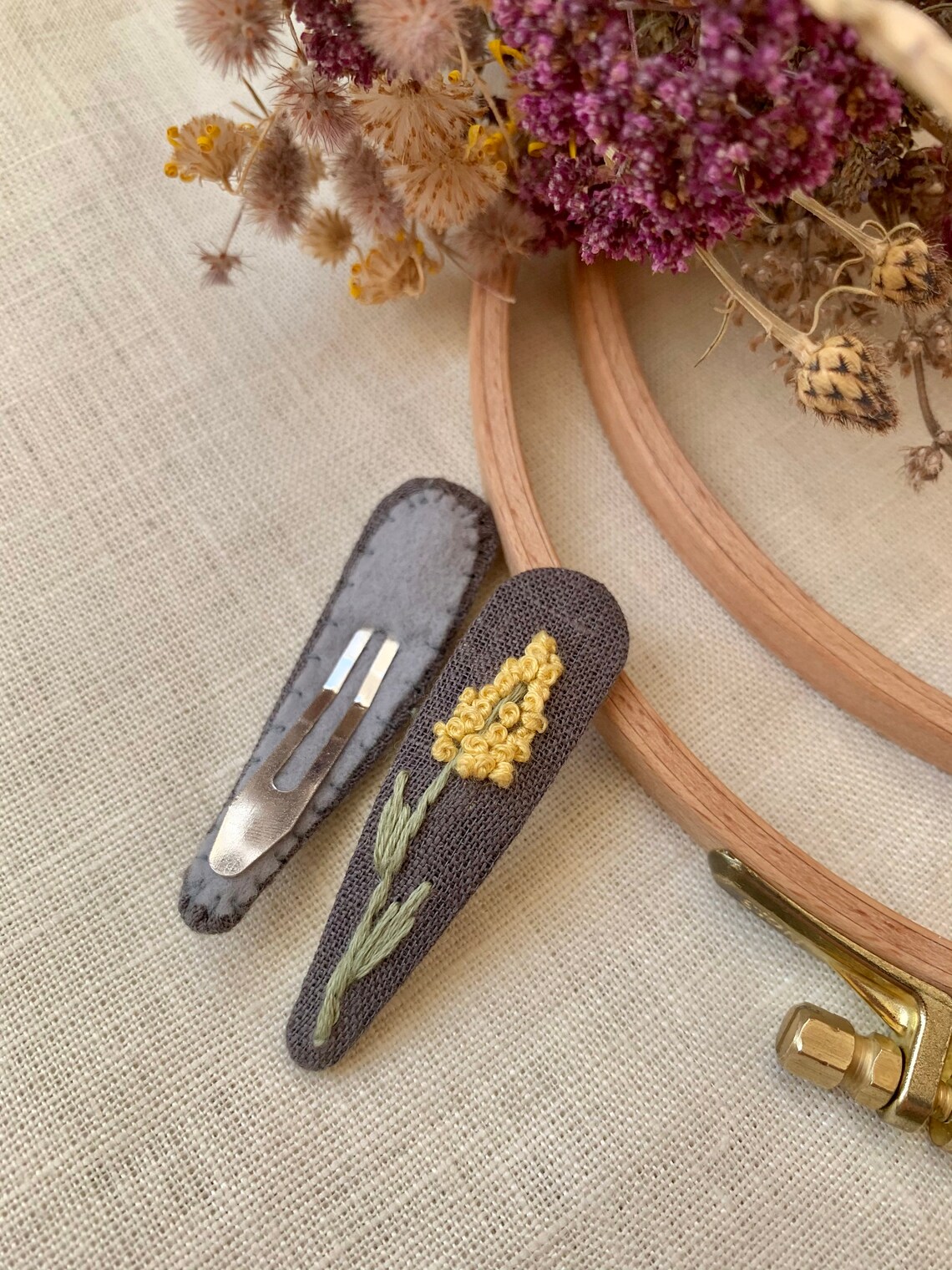 Embroidery Hair Clip Floral Hair Clips Hair Accessories Etsy