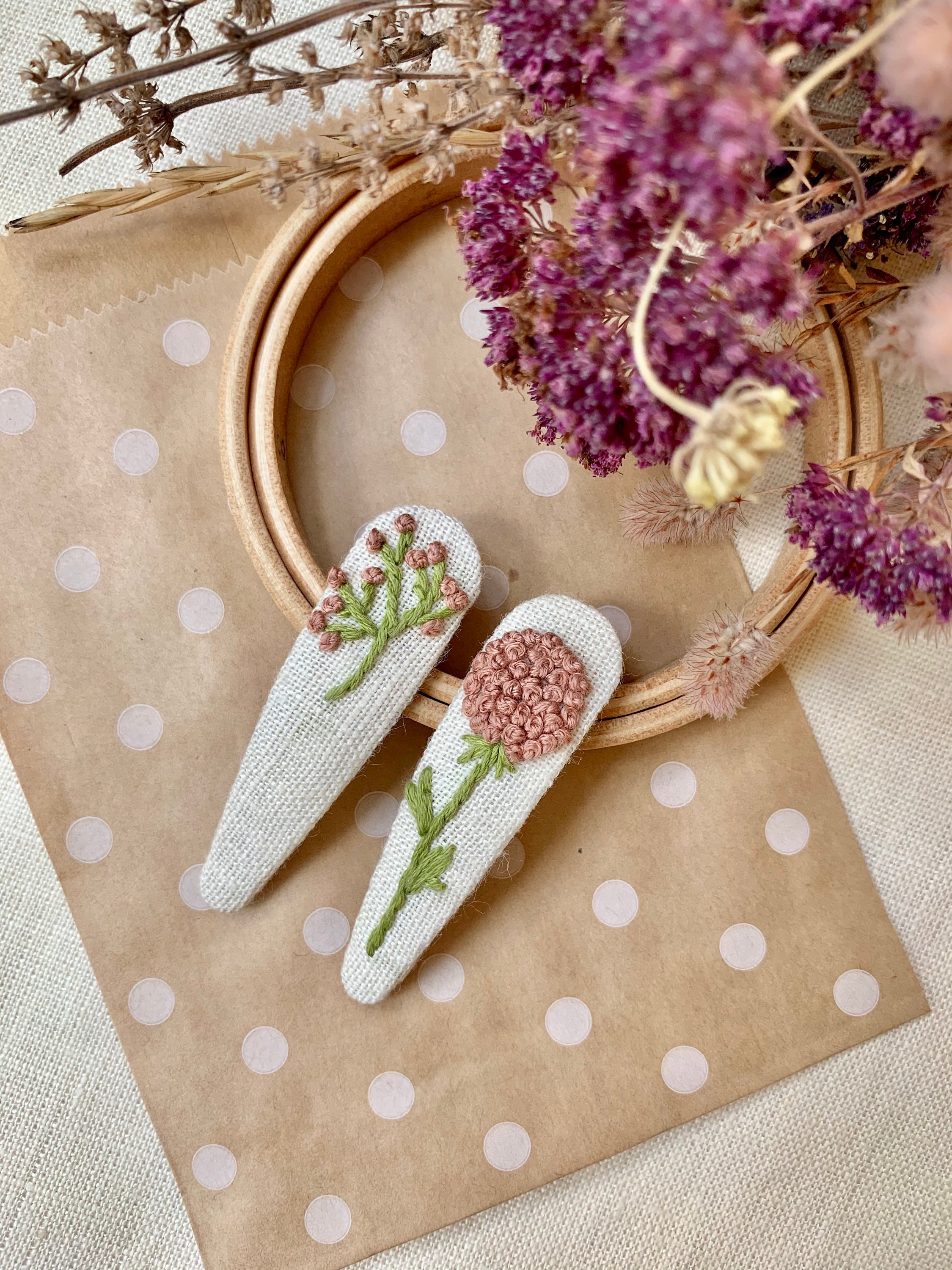 EMBROIDERED HAIR CLIPS Hair Accessories with Embroidery Etsy