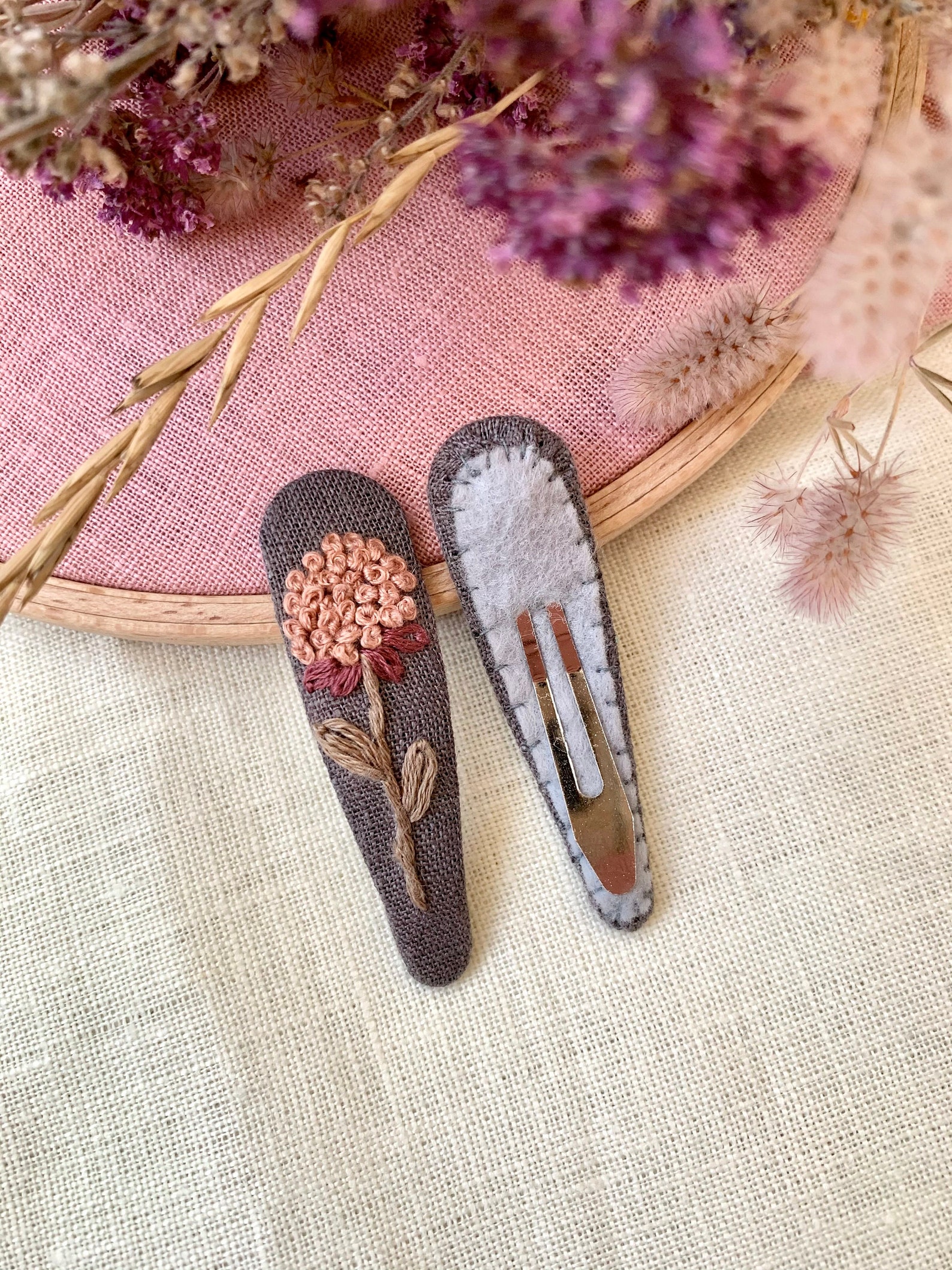 EMBROIDERED HAIR CLIPS Hair Accessories with Embroidery Etsy