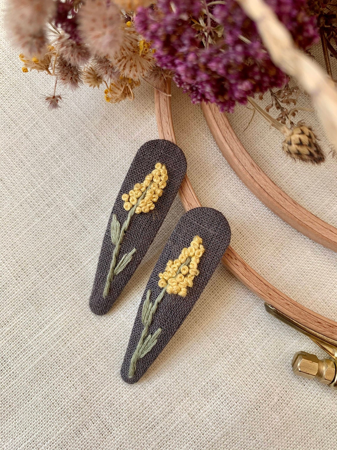 Embroidery Hair Clip Floral Hair Clips Hair Accessories Etsy