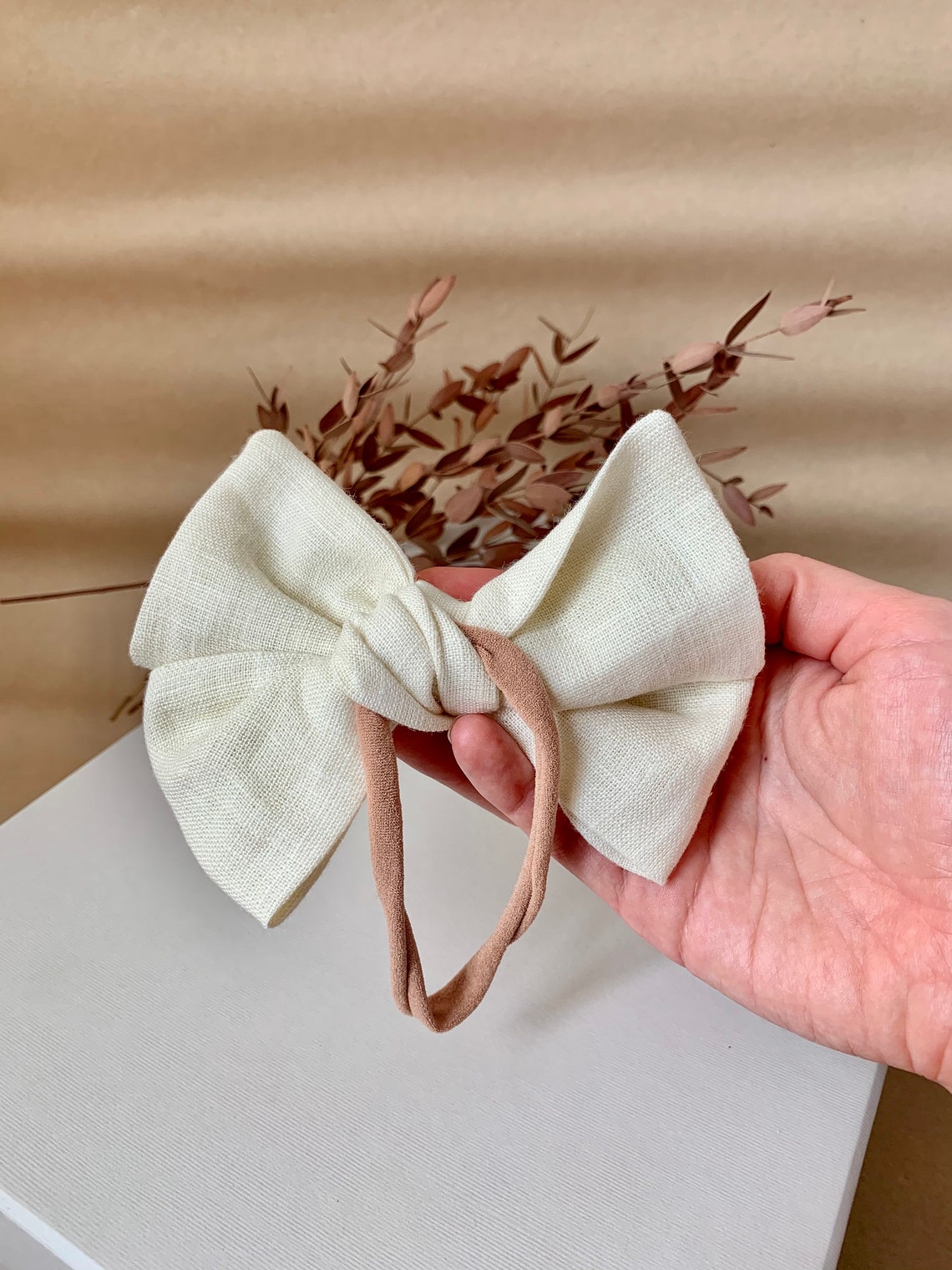 Linen Hair bows set of 3 baby headbands toddler hair bows Etsy