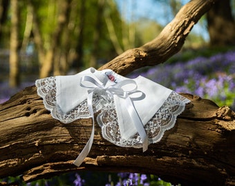 White cotton collar with lace frill | Hand made | 1960's peter pan inspired collar | sustainable