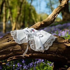 White cotton collar with lace frill | Hand made | 1960's peter pan inspired collar | sustainable