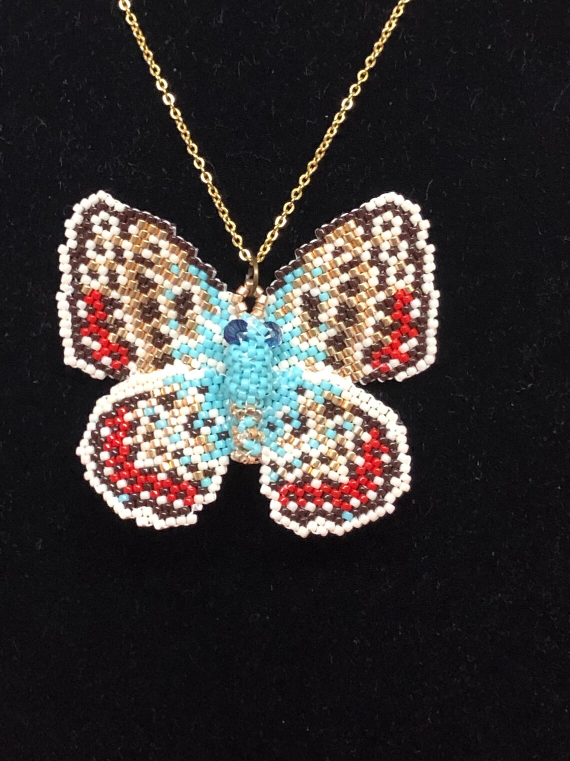 Pendant beaded Beaded Pendant Pendant butterfly Handmade Etsy