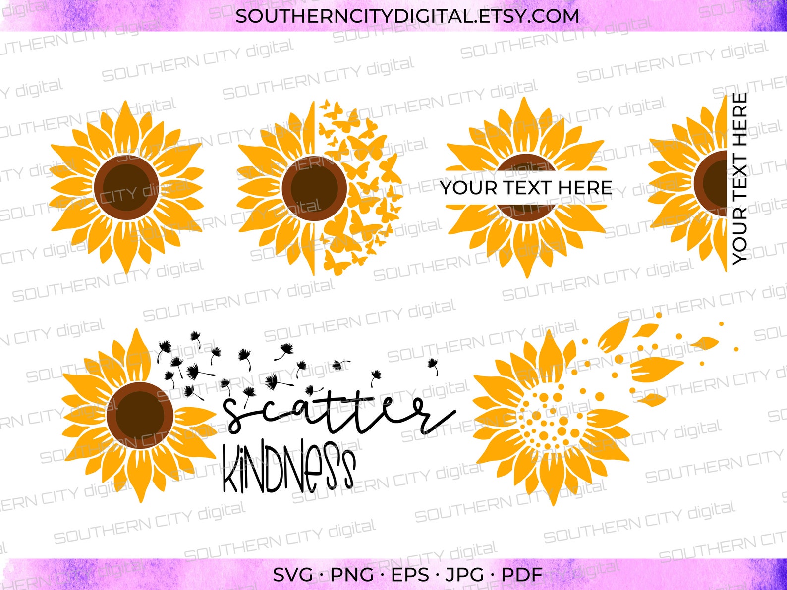 Sunflower SVG Bundle for Cricut Sunflower PNG Layered - Etsy