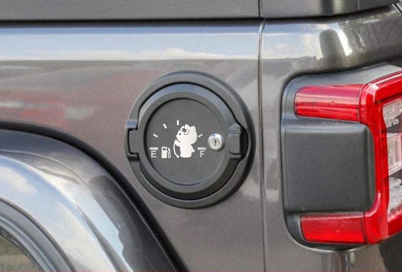 White Cat Fuel Gauge Car Decal - Fighting Empty - Vinyl Decal for ...