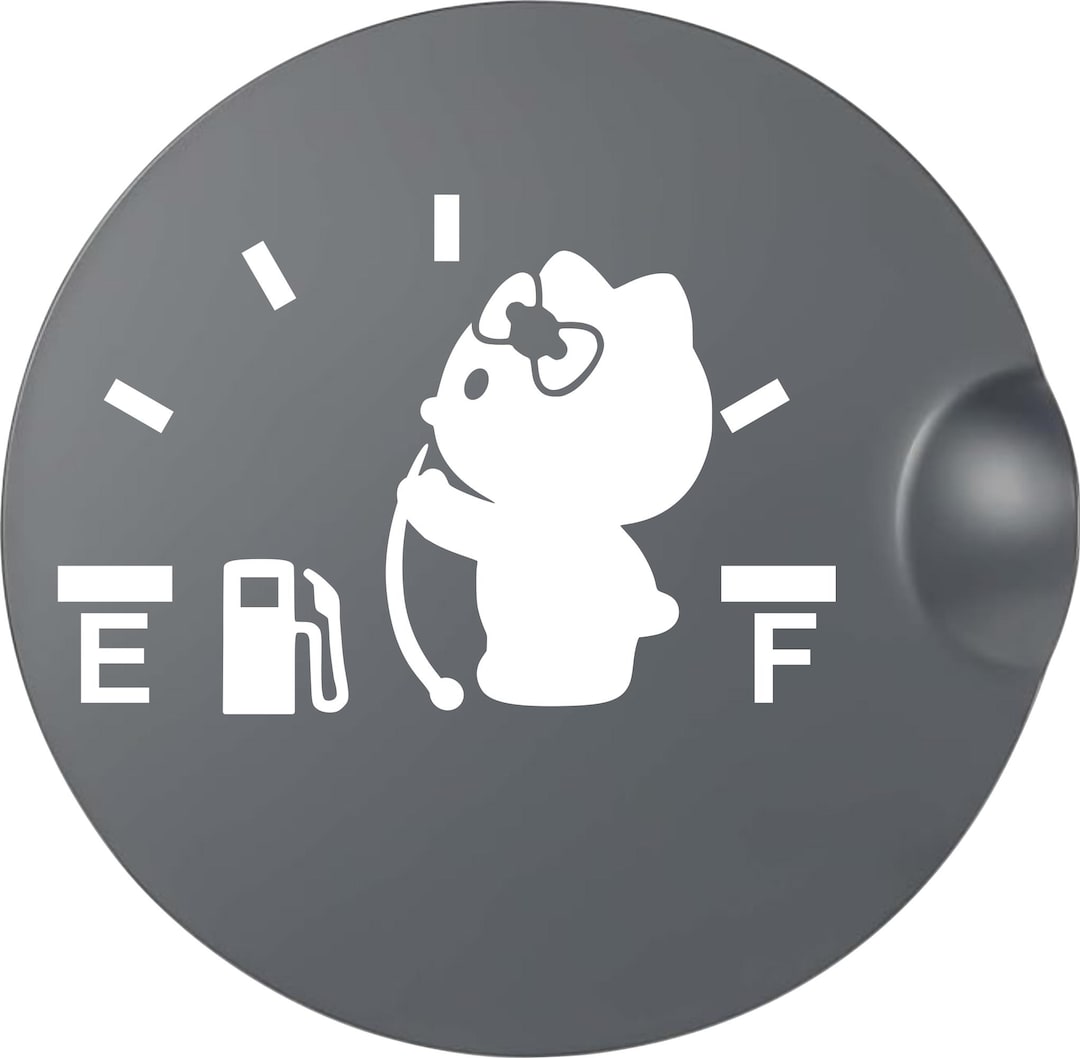 White Cat Fuel Gauge Car Decal - Fighting Empty - Vinyl Decal for ...