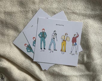 70s / 80s pop icons - David Bowie, Freddie Mercury from Queen, Elton John and George Michael from Wham! art print