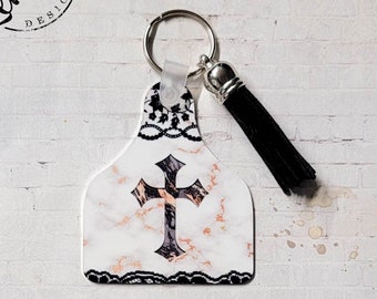 Marble and Cross Aluminum Cow Ear Tag