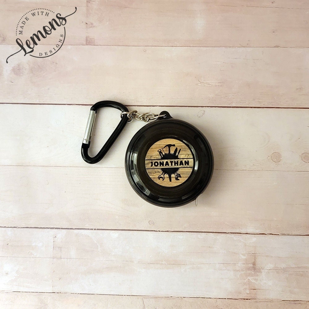 Personalized 6 Foot Black Pocket Tape Measure with Carabiner 