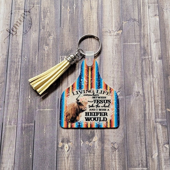 Animal Ear Tag Key Ring