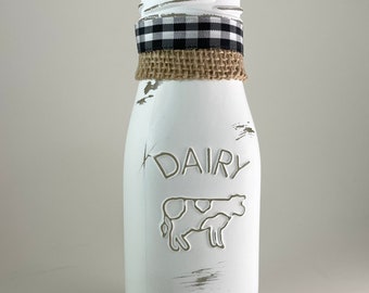 White Milk Jar Milk Bottle Decor Farmhouse Milk Bottles | Etsy