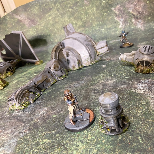 Shatterpoint Tie Fighter and Imperial Scatter Terrain -  Star Wars Tabletop Gaming Terrain - Fully finished and painted - ABS