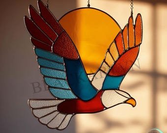 Digital Download Eagle Stained Glass Pattern,Modern Suncatcher,Diy Stained Glass,Easy art Hobby License Beginner to Intermediate