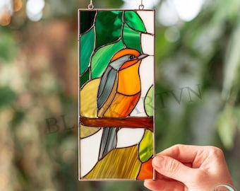 Digital Download Bird Stained Glass Pattern,Modern Suncatcher,Diy Stained Glass,Easy art Hobby License Beginner to Intermediate